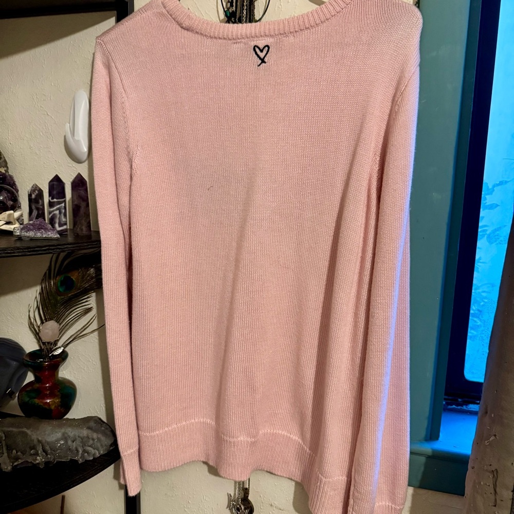 Victoria’s Secret LOVE Sweater Pink Knit Pullover Large - Picture 5 of 6